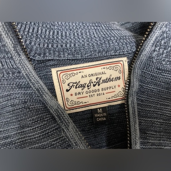 Flag & Anthem Mens 1/4 Zip Sweater Pullover Medium Blue Navy Mid-Weight Stretch - Picture 3 of 13